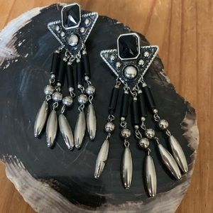 Black and silver earrings
